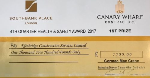 Kilnbridge win two Health and Safety awards at Southbank - Health and Safety