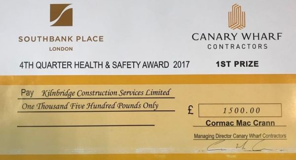Kilnbridge win two Health and Safety awards at Southbank - Health and Safety